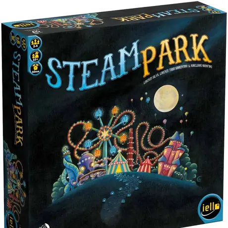 Steam Park, IELLO/Cranial Creations, 2013 – non-final "work in progress" front cover (image provided by the publisher)