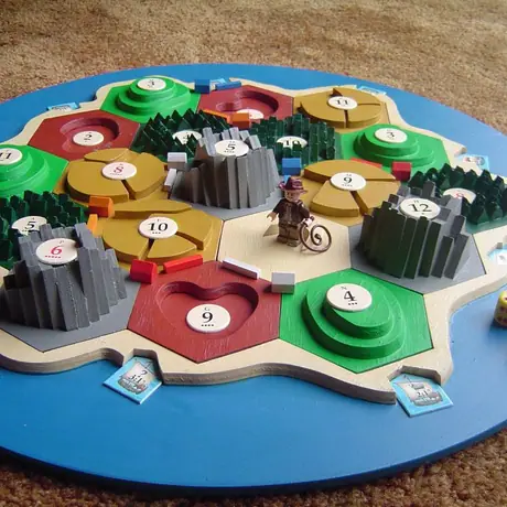 Custom 3D Settlers board made from scrap plywood