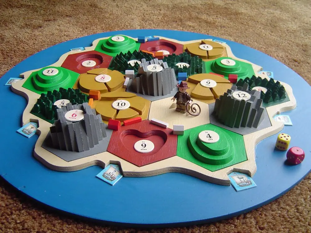 Custom 3D Settlers board made from scrap plywood