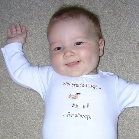 My daughter Gwen.  Not even 5 months old and already negotiating.