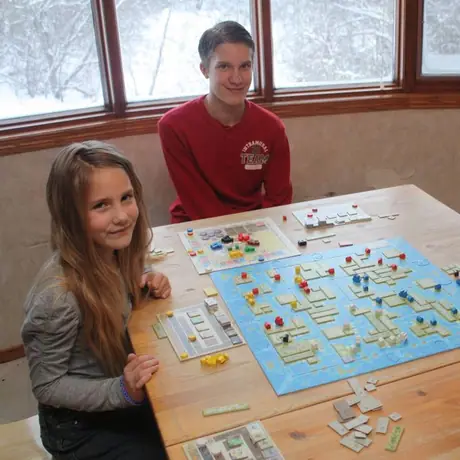 Enjoying a game of Amerigo with 3 of my children.  My daughter did well at her first game!