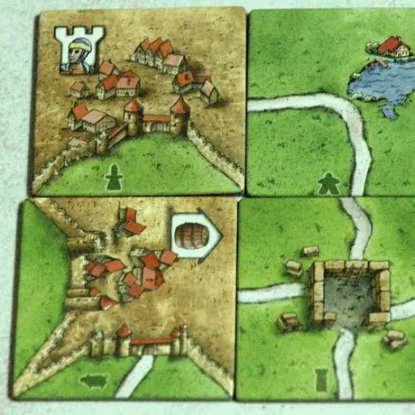 Tiles from Expansion in Big Box - Notice mark at bottom to distiguish from which expansion