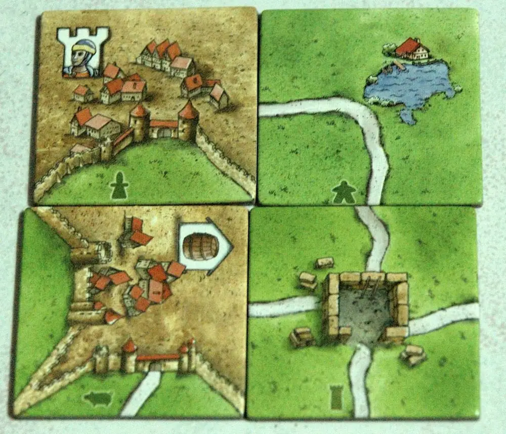 Tiles from Expansion in Big Box - Notice mark at bottom to distiguish from which expansion