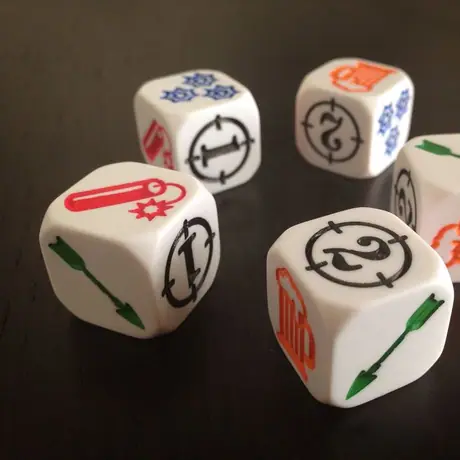 A close up of the dice