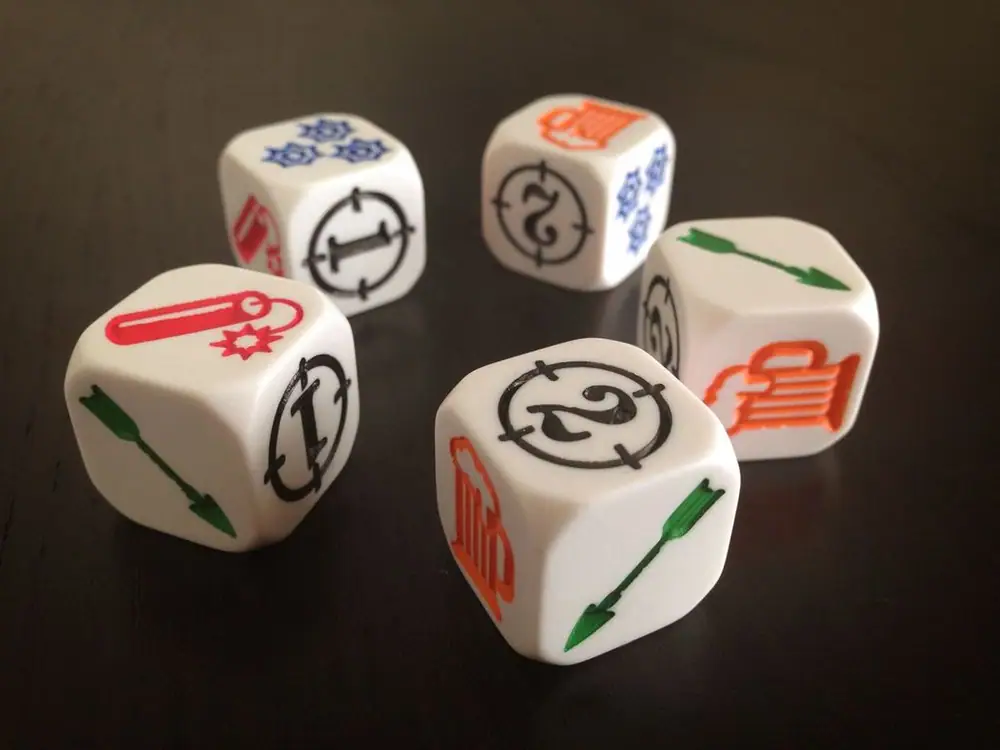 A close up of the dice