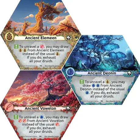 The sacred trees which lend their names to the three energies of Lagoon: Ancient Elemeen, Ancient Deonin, Ancient Vowelon.