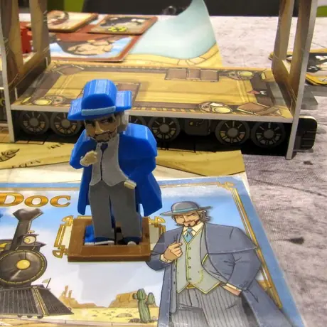 Oversized version of Colt Express @ AsmoDay 2015. One of the 3D-printed mega-meeples.