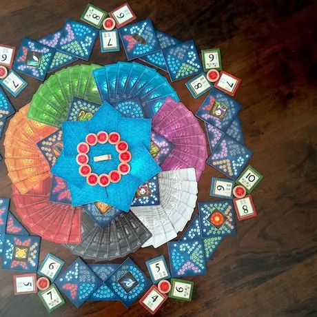 Top down shot of card fanning