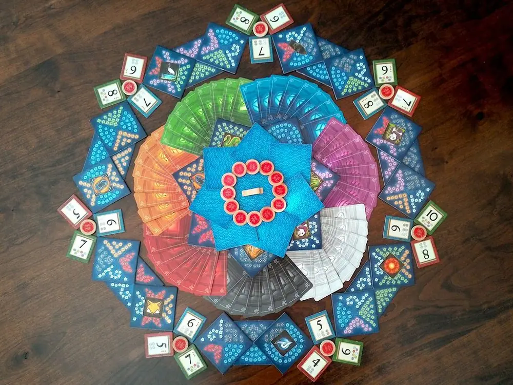 Top down shot of card fanning