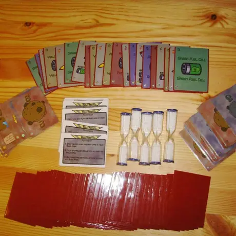 The sleeved cards with the timers