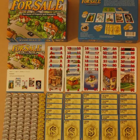 All components of For Sale.  For Jenks' game components geeklist.