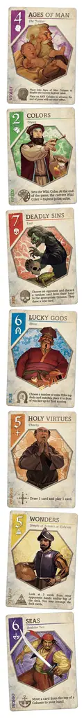 Sample game cards and categories