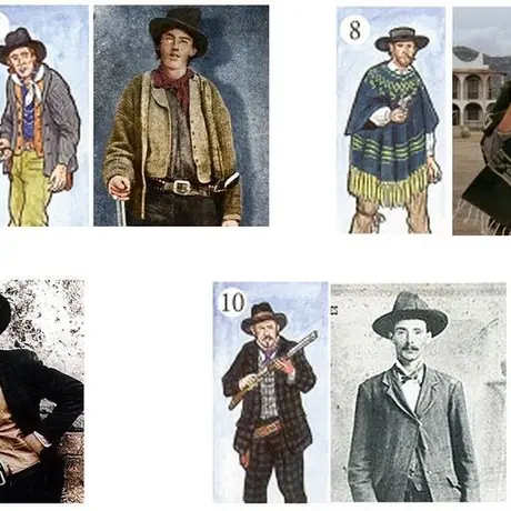 6 - Hondo Lane (actor John Wayne), 7 - Billy the Kid, 8 - Blondie (actor Clint Eastwood), 9 - The Sundance Kid (actor Robert Redford), 10 - Arkansas Tom Jones