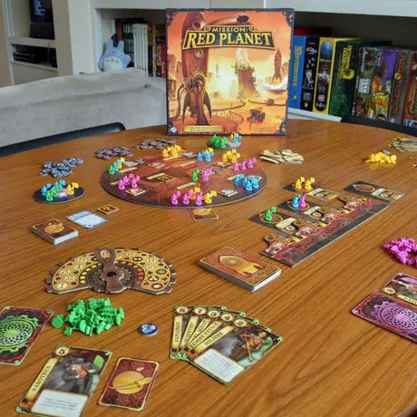 A game of Mission: Red Planet, set up and ready to go