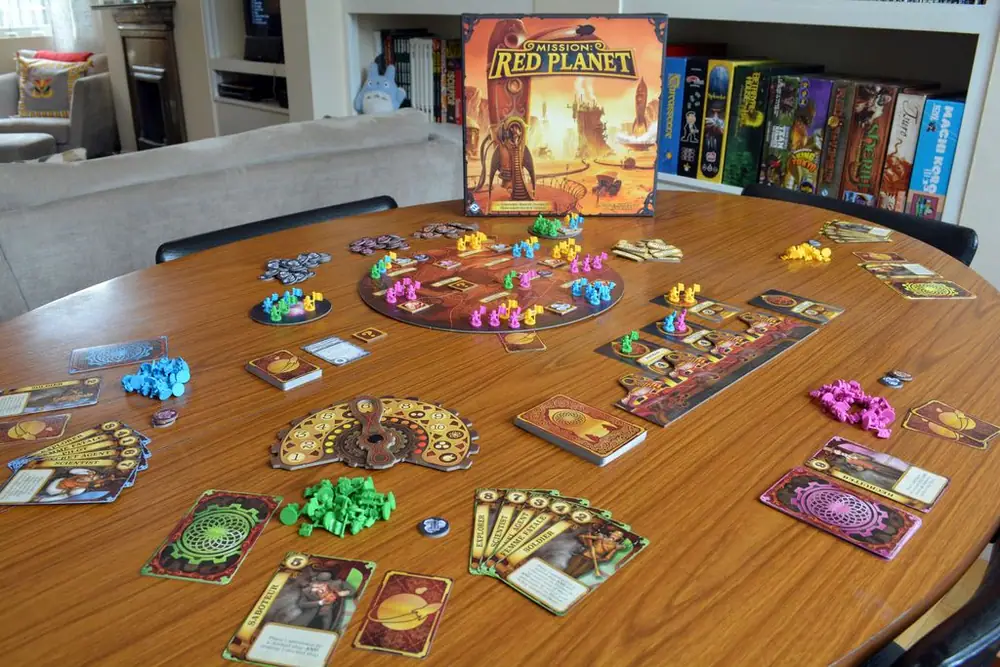 A game of Mission: Red Planet, set up and ready to go