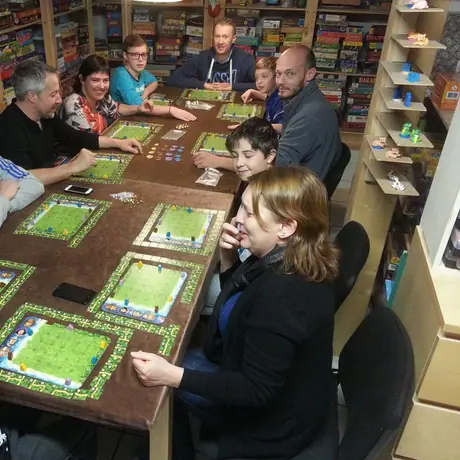11 players together with three boxes