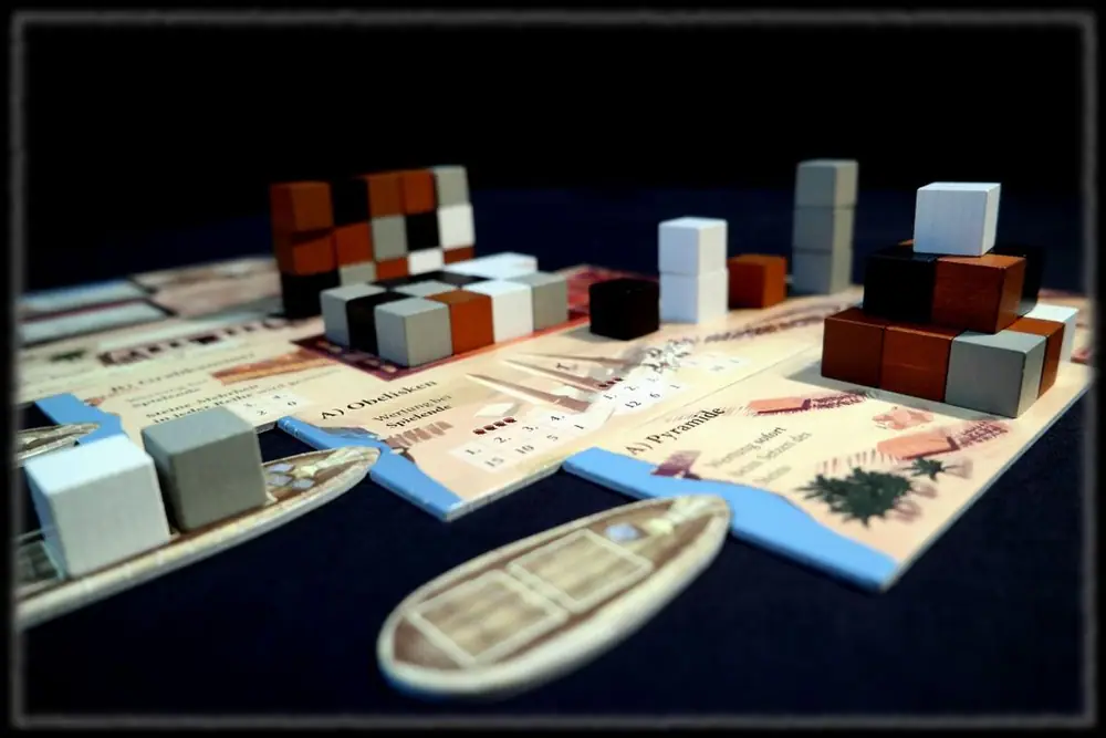 The last ship has been called to port! - View of the boards and cubes at end of game.