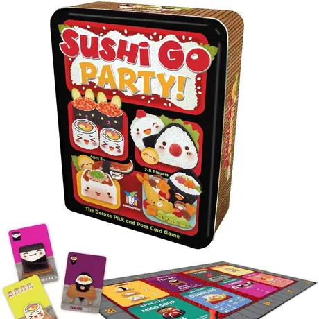 Sushi Go Party!, Gamewright, 2016 — box and sample components
