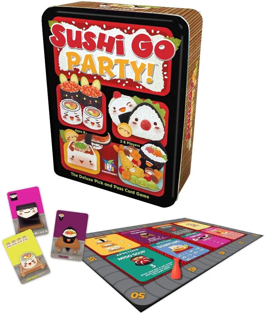 Sushi Go Party!, Gamewright, 2016 — box and sample components
