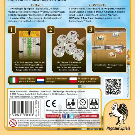 Chariot Race: Das große Wagenrennen, Pegasus Spiele, 2016 — back cover