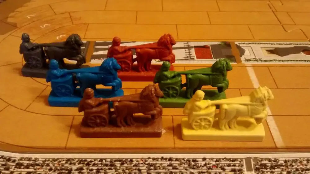 The chariots of Ave Caesar are the perfect size for this game.