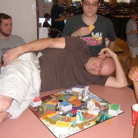 Not only is my boyfriend making a fool out of himself with his "strategy" to get others to accidently touch  him during their play...but he is doing this in PUBLIC!  I love him and all his quirkiness!