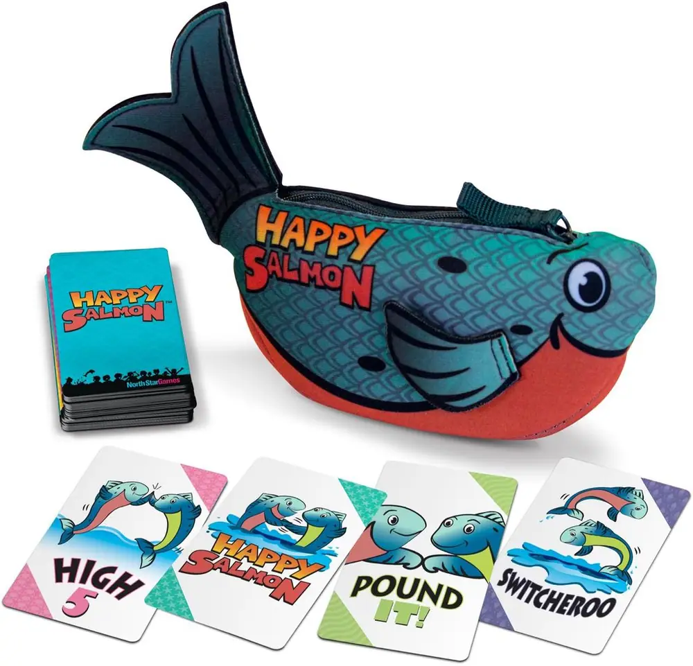 Happy Salmon, North Star Games, 2017 — blue version w/ differently colored player cards (image provided by the publisher)