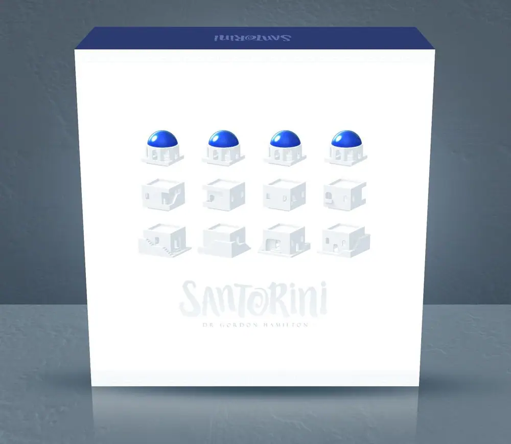 Alternate Santorini "White Cover", which will be offered during the campaign.  * Cover change only. All game content inside the box remains the same.