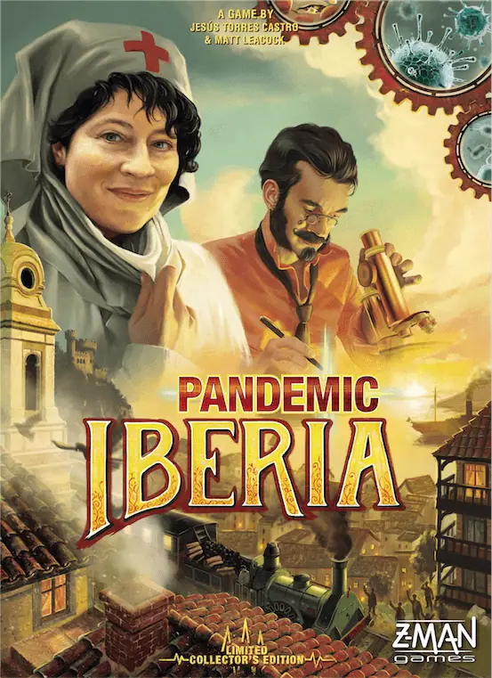 Pandemic Iberia, Z-Man Games, 2016 — front cover (image provided by the publisher)