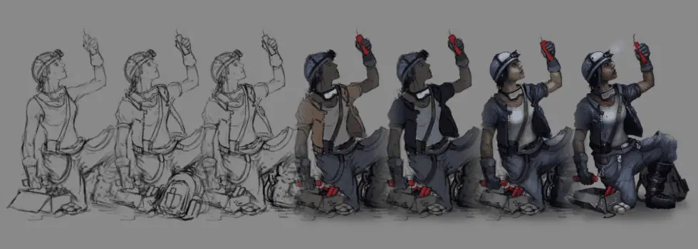 Progression of Engineer Player Board Art