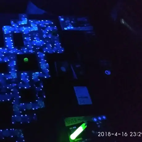 Gamenight with blacklight, glowsticks and headlamps
