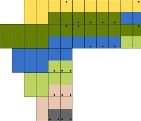 An abstraction of the pieces to show count and composition.