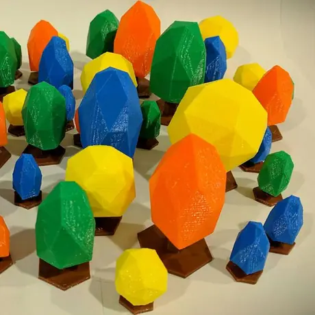 Low poly 3D printed trees