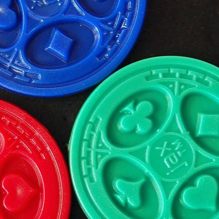 Close up of playing pieces.