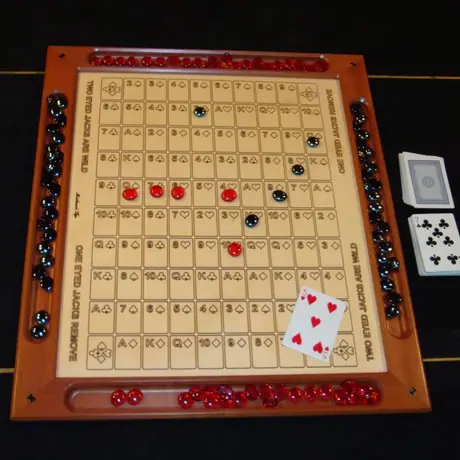 Wooden Sequence Board with Glass Bead Markers