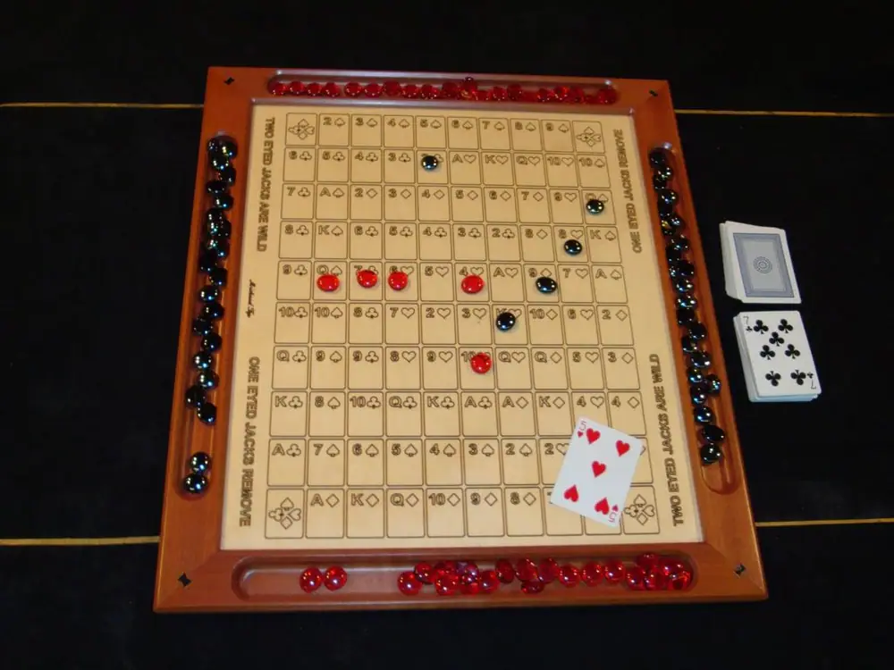 Wooden Sequence Board with Glass Bead Markers