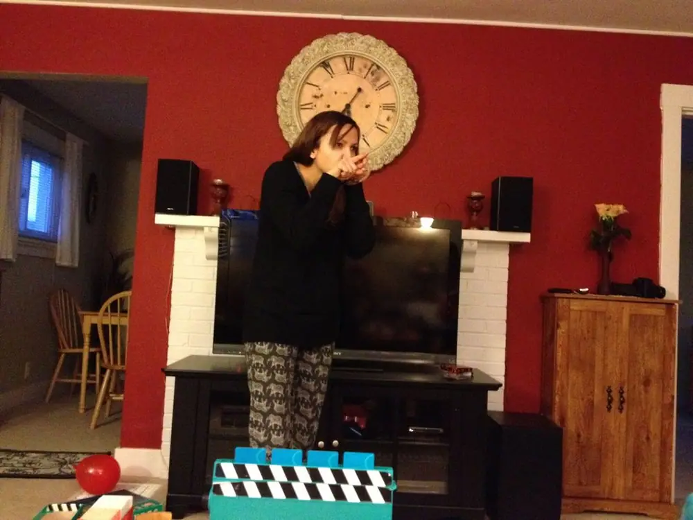 My wife playing Guesstures on New Years Day.
