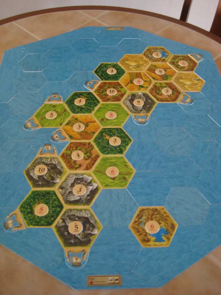 Settlers of Guam with resource tokens