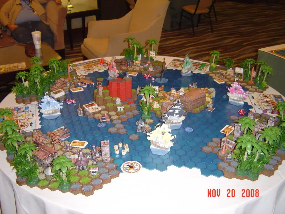 Pirate's Cove with HeroScape pieces... BGG CON '08