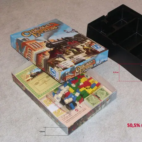 You can cut the box to 4,8cm and keep all the contents, saving up to 50% space in your shelf. And still looks great!