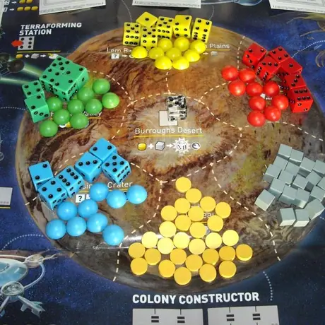 The pre-press proofs arrived today for Alien Frontiers. The Kickstarter Backers are getting the first look at the pics, but here's one for the BGG folks too.