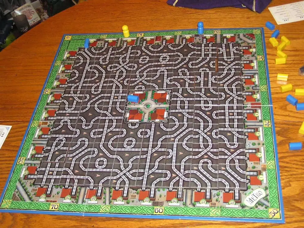 How my sister earned 60 points with one train. Follow the track from the blue train to the center station.