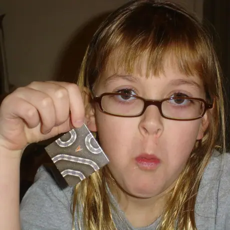 Madeline and the "sad face" tile.