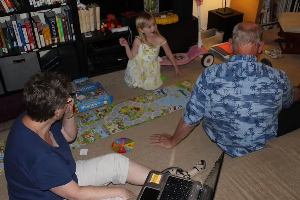 4.5-year-old daughter playing with Grandpa and Grandma (5/23/15)