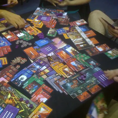 Near the end of a prototype game at GenCon 2010