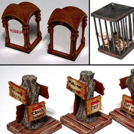 Instead of 180 deg. turning stones, I thought it made more sense to make a 4-way mirror. When the monster sees himself in the mirror, he turns around. I thought a cage made more sense than a crystal. He can see through it and also push it trying to reach
